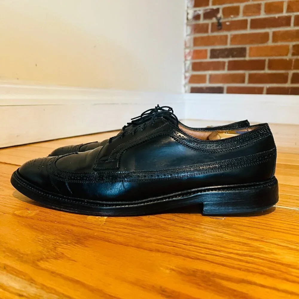 Allen Edmonds MacNeil US 12 B Longwings Oxford Wingtip Black Leather USA Made